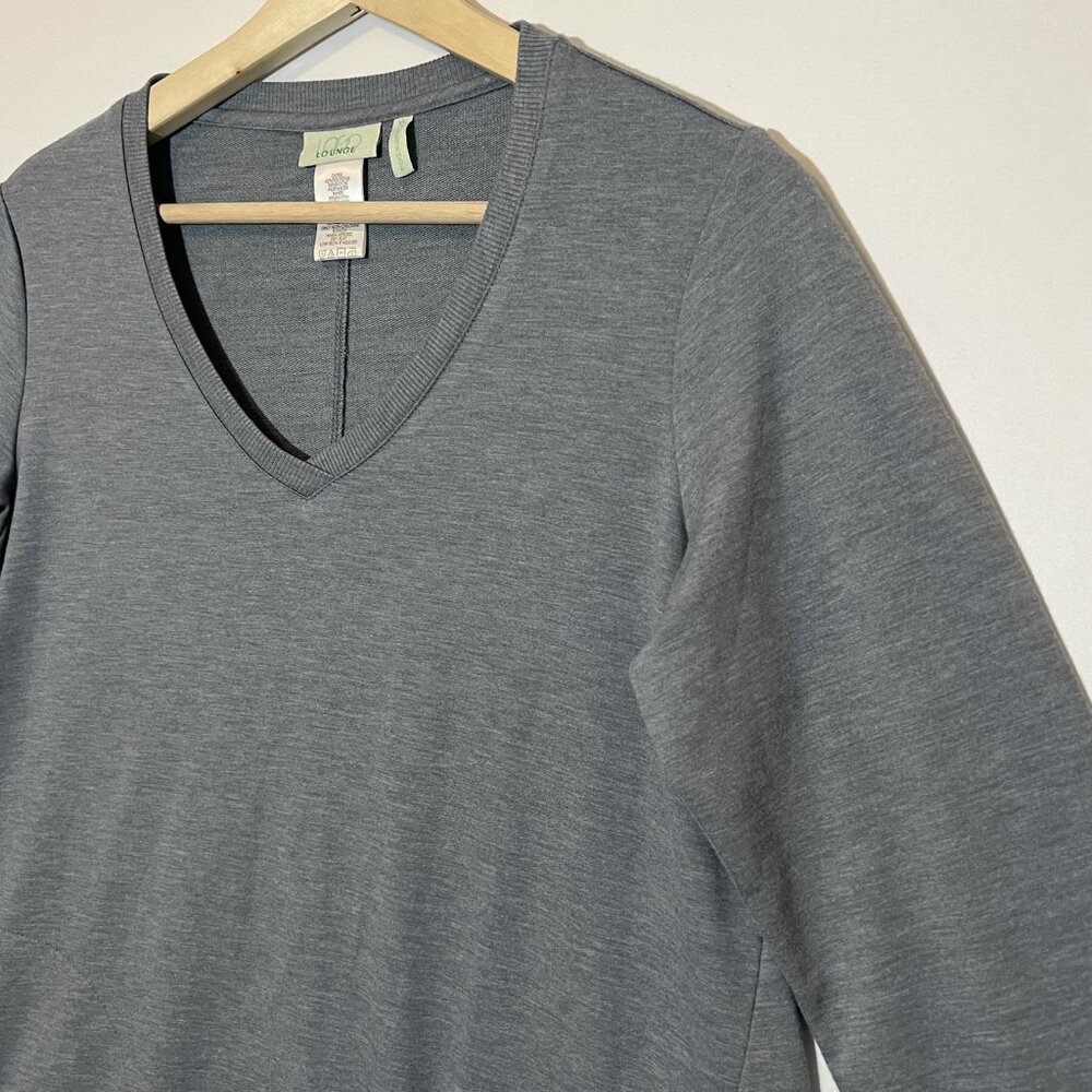 Logo Lounge Women's Top Sweatshirt Gray XS V Neck Pockets Long Sleeves Stretch - Picture 5 of 7